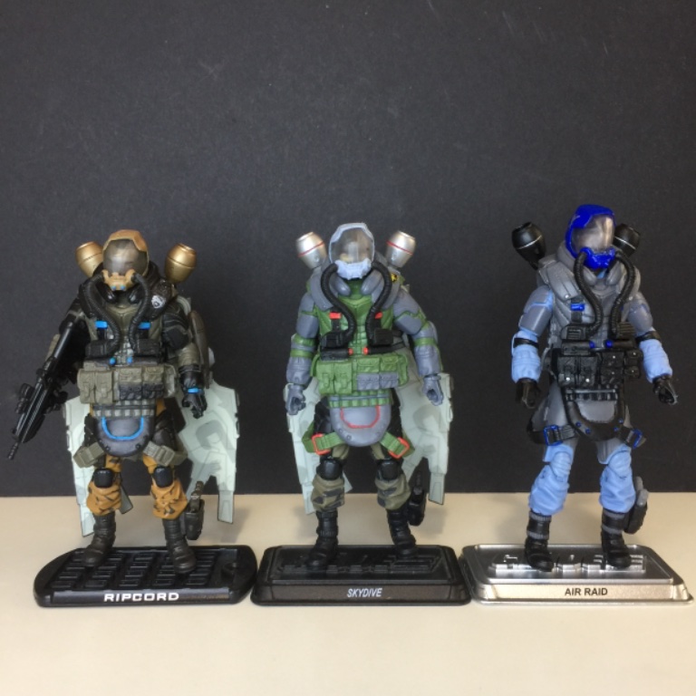 G.I. Joe (unreleased) Ripcord, Skydive, and Air Raid deco comparison. - Image 1