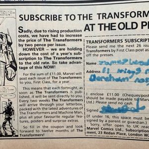 Transformers Comic Subscription :(