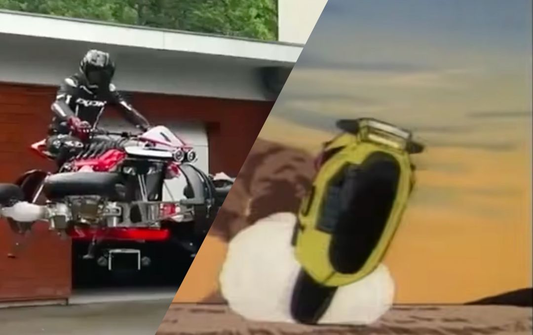 IRL Mask Condor flying motorbike on route...