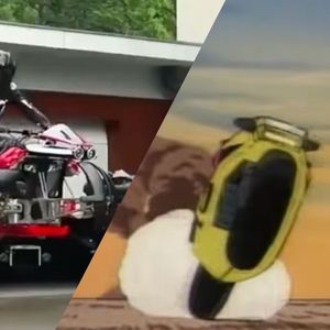 IRL Mask Condor flying motorbike on route...