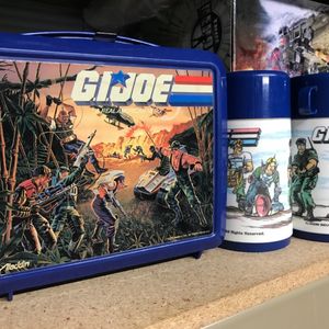 GIJoe ARAH 1986 Blue Lunchbox with two Thermos Flasks