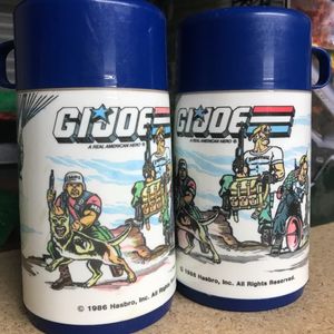 GIJoe ARAH 1986 Blue Lunchbox with two Thermos Flasks