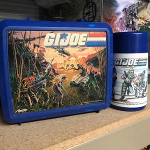 GIJoe ARAH 1986 Blue Lunchbox with Thermos Flask