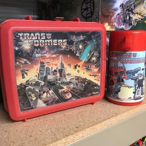 Transformers 1984 Red Lunchbox with Thermos Flask