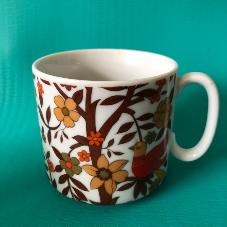 Vintage Orange Flower Mug - Image 1