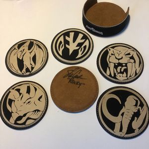 Power Rangers Convention Exclusive Leather Coasters signed by Steve Cardenas
