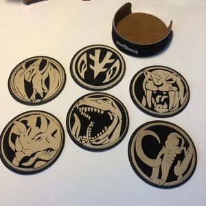 Power Rangers Convention Exclusive Leather Coasters signed by Steve Cardenas